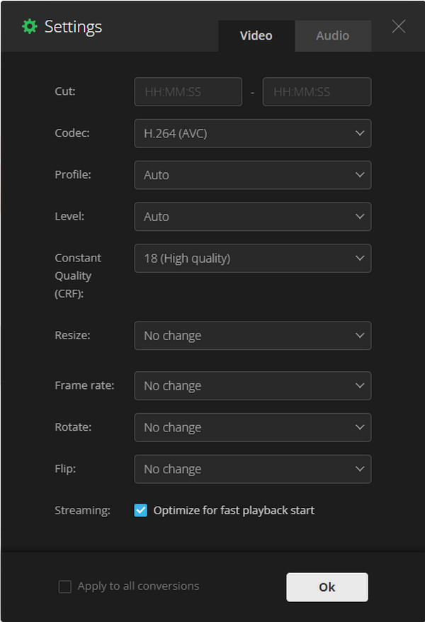 Расширенные параметры Convertio