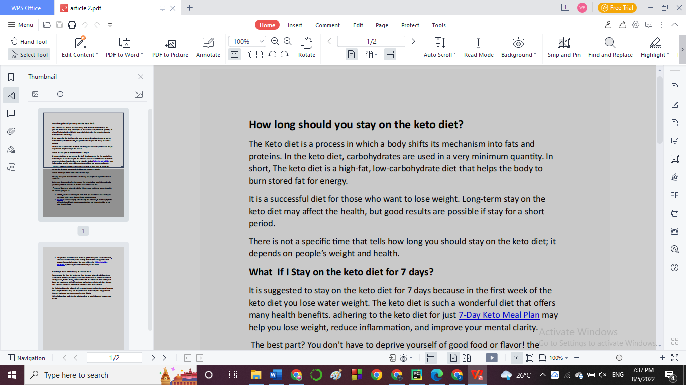 Открытый PDF в WPS Office перед изменением размера страниц