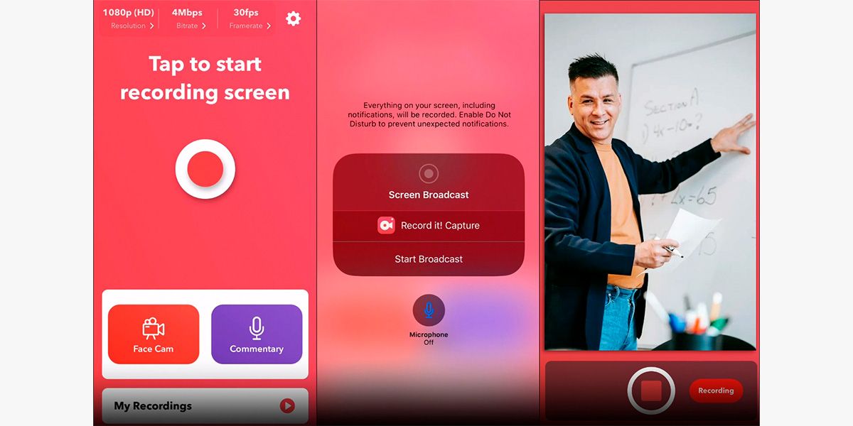 Интерфейс Record it! Screen Recorder на iPhone