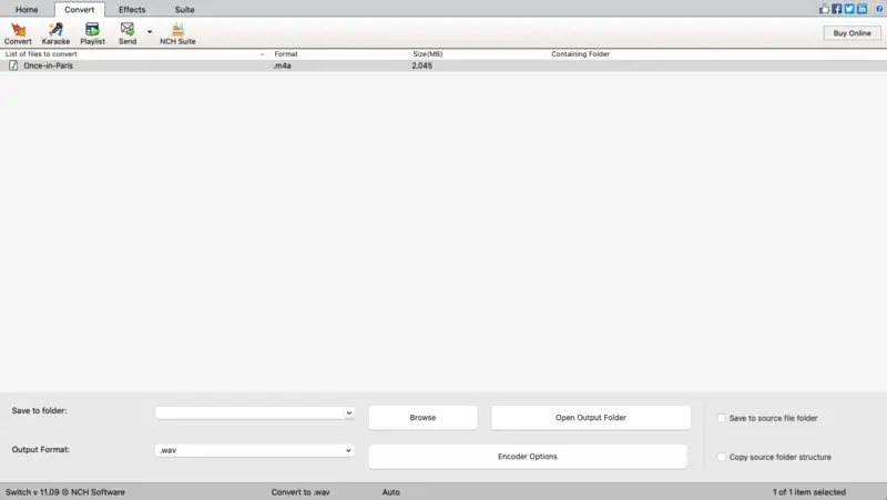 Switch Audio File Converter: M4A в WAV