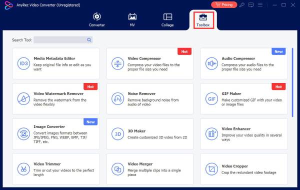 AnyRec Video Converter: раздел Toolbox