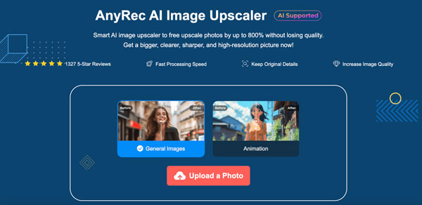Область загрузки фотографии в AnyRec AI Image Upscaler