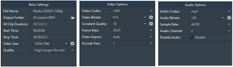 Параметры x264, FPS и аудио в Any Video Converter