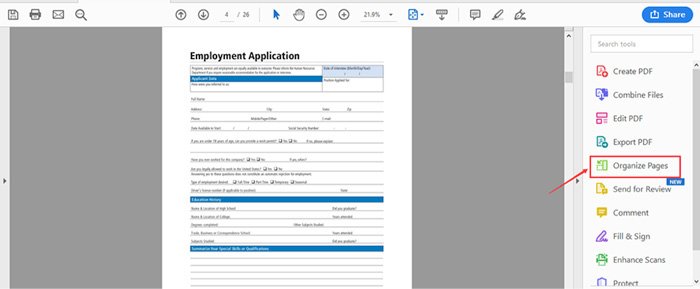Миниатюры страниц и перестановка листов в Adobe Acrobat