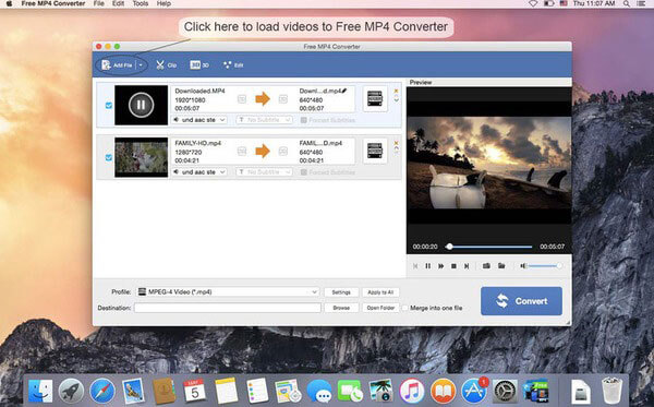 Интерфейс AnyMP4 Free MP4 Converter для macOS