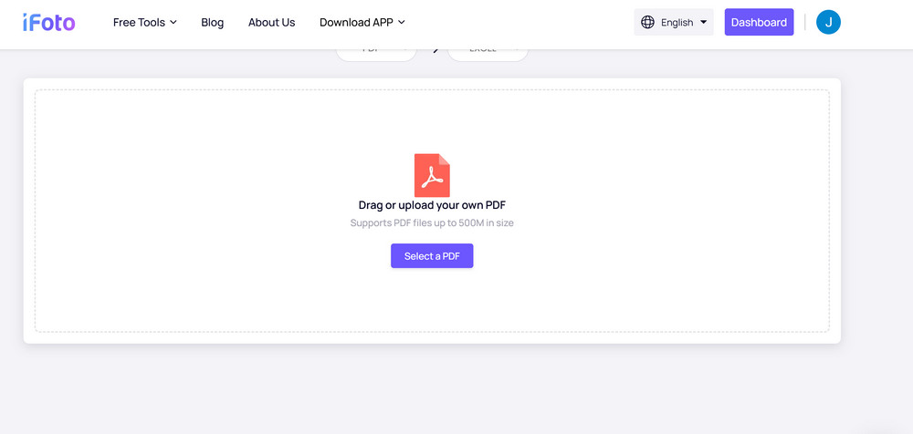 Интерфейс PDF-конвертера iFoto.ai