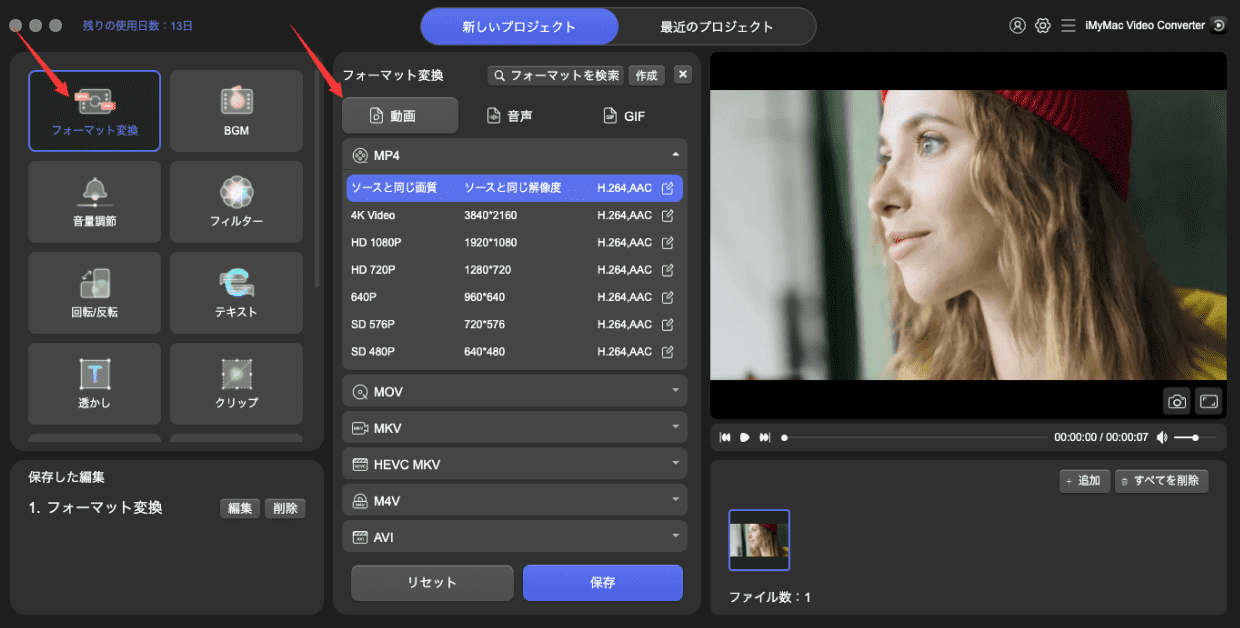 iMyMac Video Converter: интерфейс Format Conversion и рабочее окно конвертера