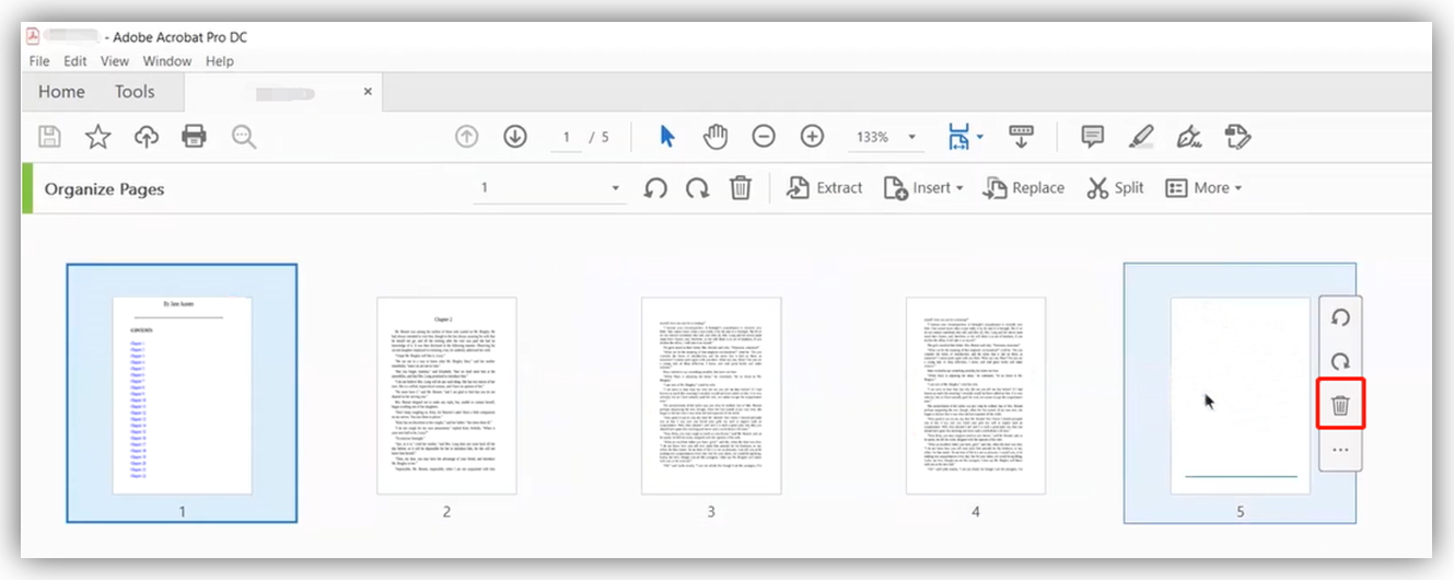Удаление выбранной страницы в Adobe Acrobat