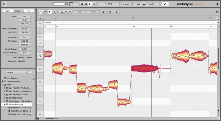 Интерфейс Melodyne