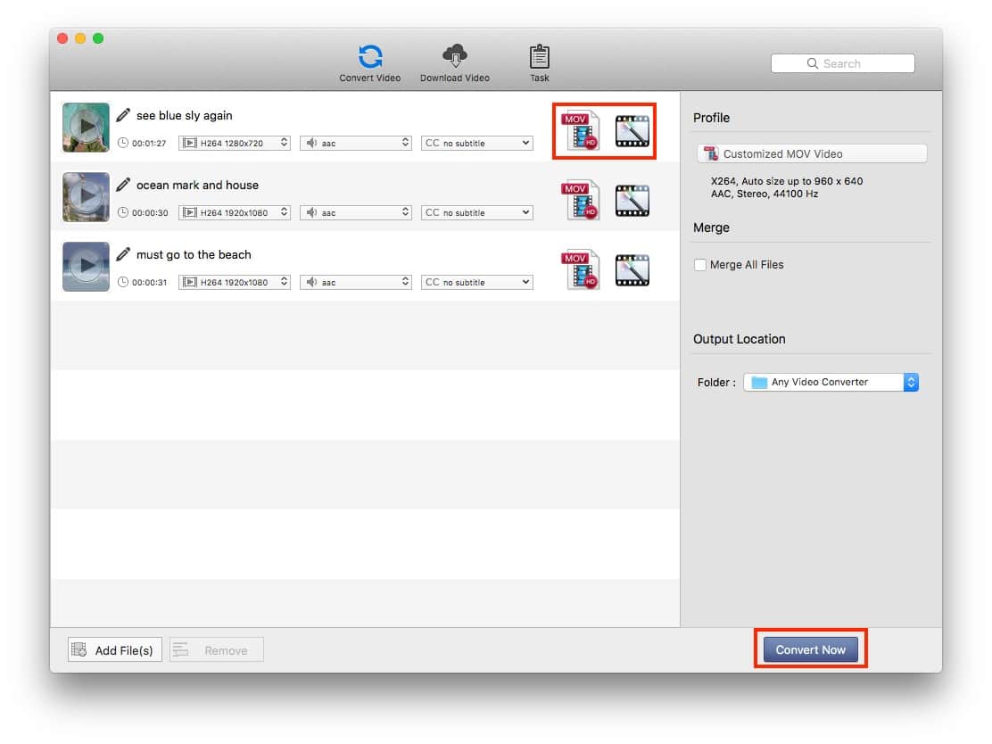Запуск конвертации в Any Video Converter