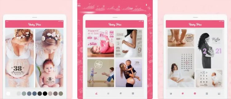 Экраны Baby Pics с шаблонами беременности и этапов роста