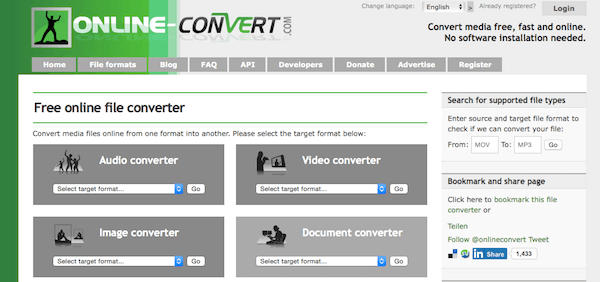 Интерфейс OnlineConverter.com