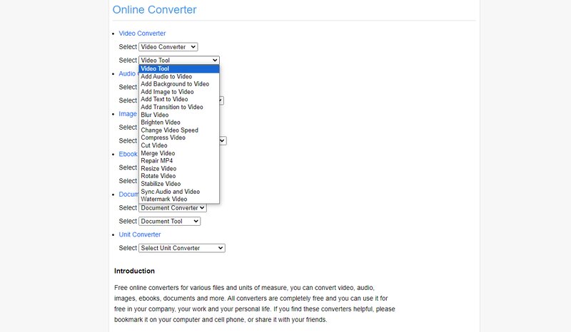 Выбор файлов OnlineConverter