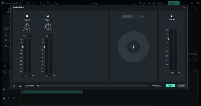 Audio Mixer в Wondershare Filmora