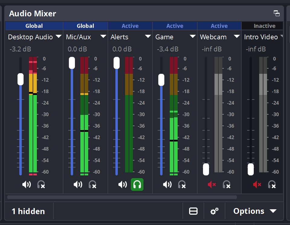Audio Mixer в OBS Studio