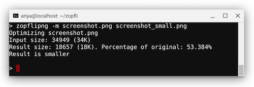 Пример запуска zopflipng для одного PNG-файла