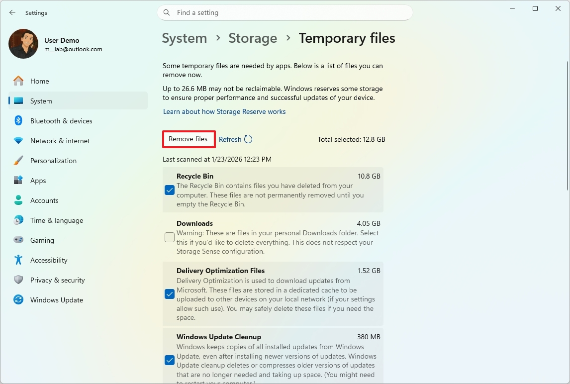 Подтверждение удаления временных файлов Windows 11