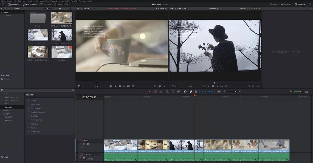 Интерфейс DaVinci Resolve