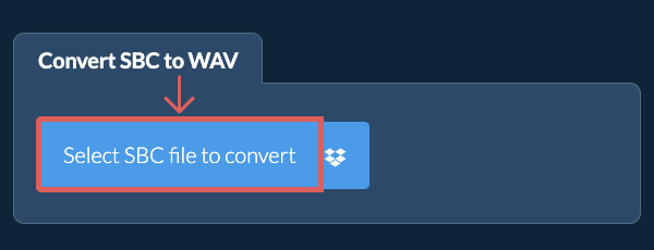 ezyZip: кнопка Select SBC file to convert для выбора файла SBC