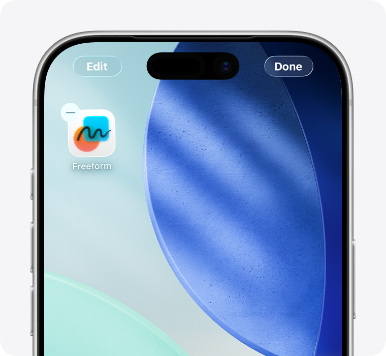 Режим редактирования домашнего экрана iPhone с кнопкой удаления приложения