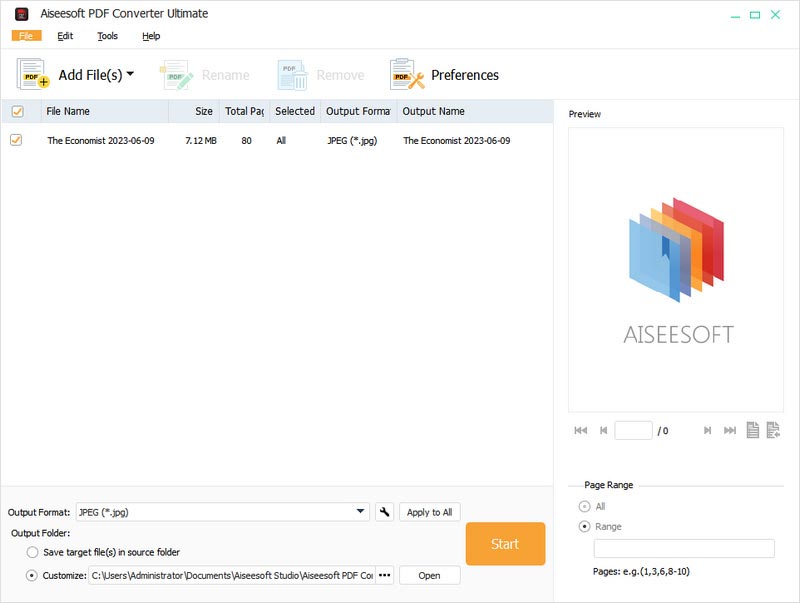 Загрузка PDF в Aiseesoft PDF Converter Ultimate