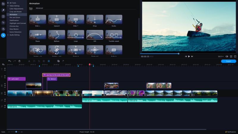 Интерфейс Movavi Video Editor