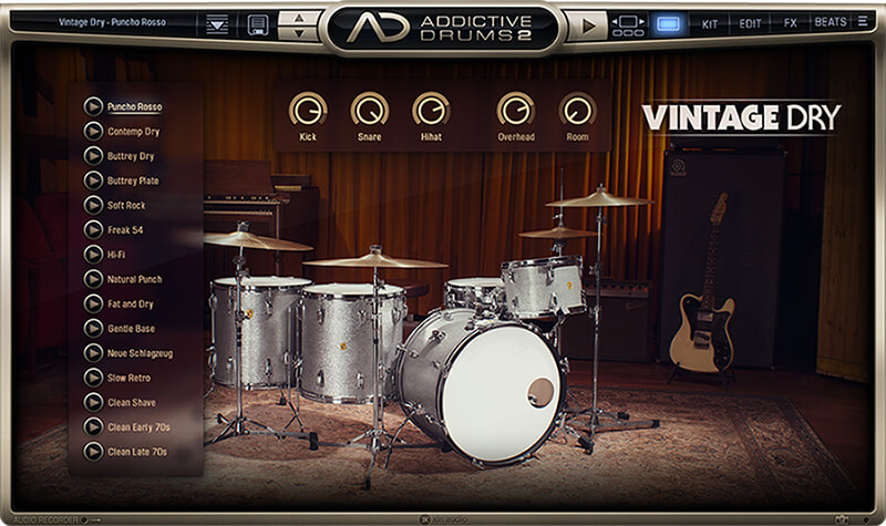 Интерфейс Addictive Drums 2