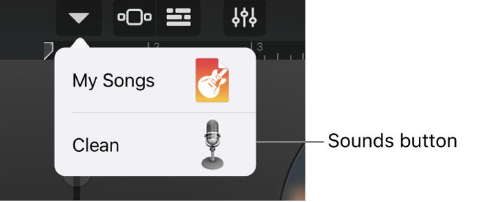 Меню настройки Clean в Audio Recorder GarageBand на iPhone