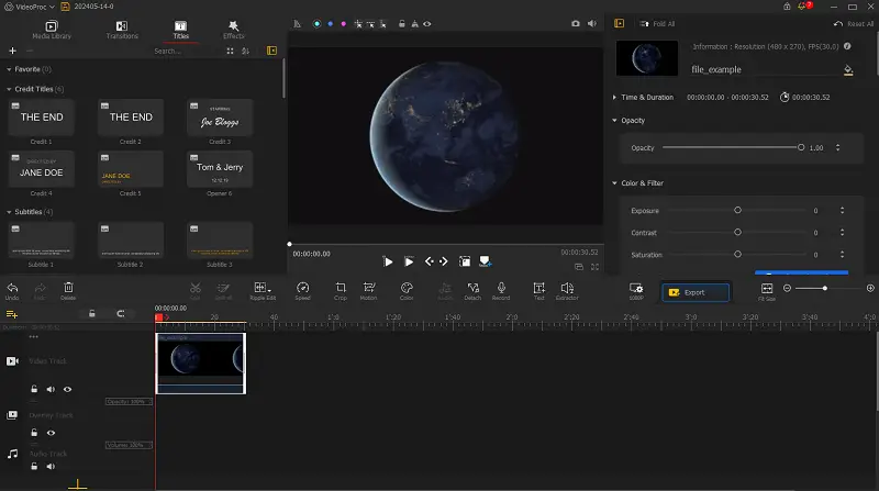 Обрезка MKV в VideoProc Converter AI