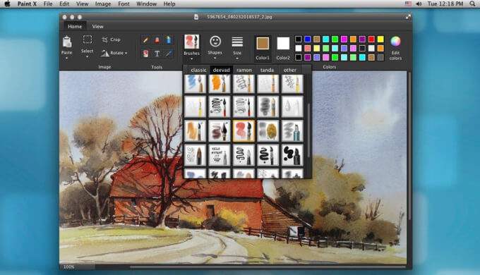 Рабочее окно Paint X на macOS