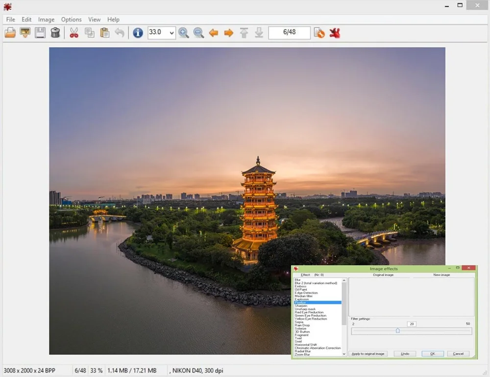 Интерфейс IrfanView для сжатия или изменения размера изображения
