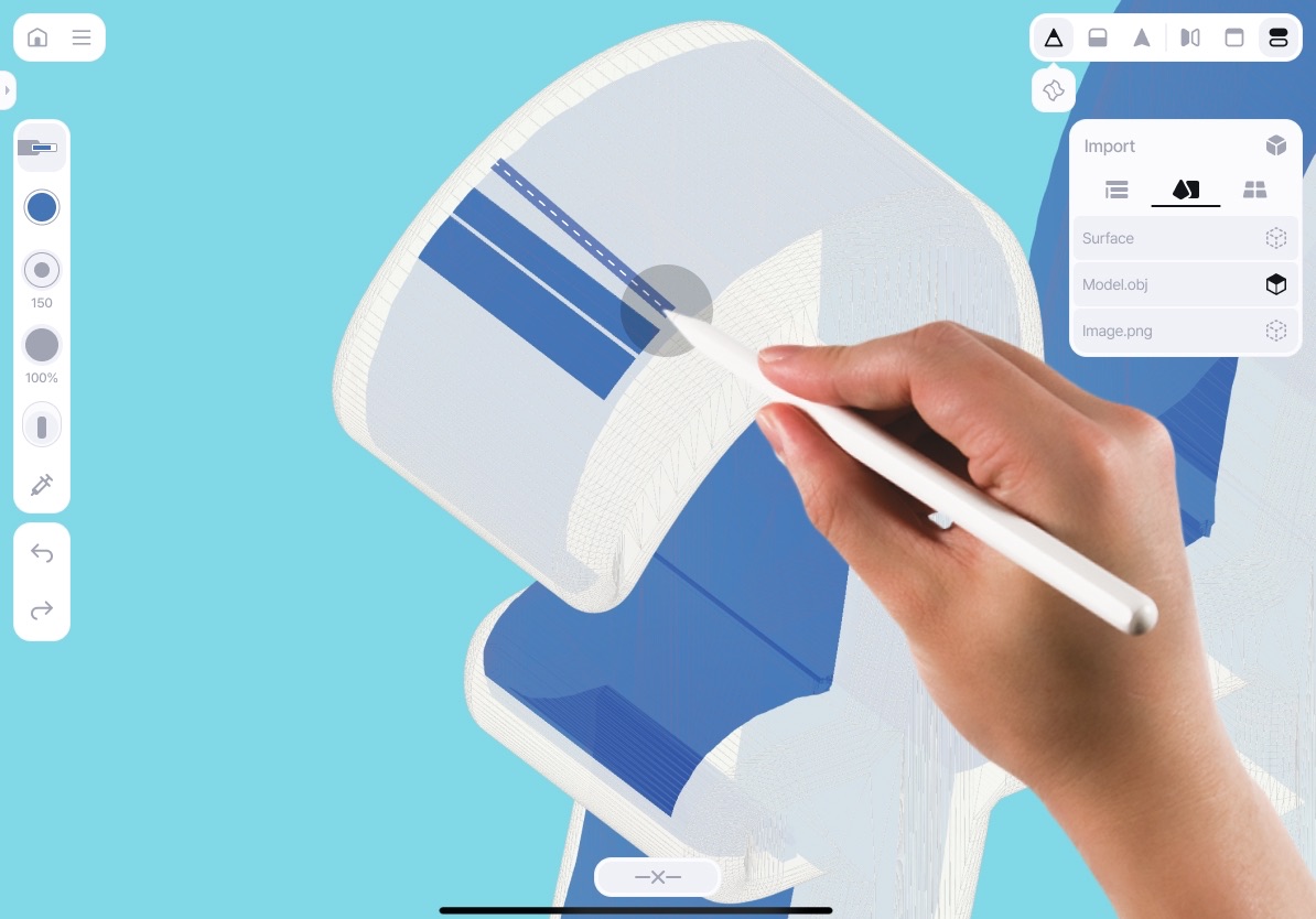 Интерфейс Feather на iPad: рисование по импортированной 3D-модели