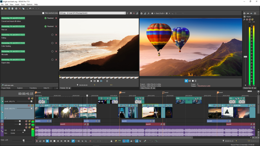 VEGAS Pro: многодорожечный таймлайн видеомонтажа