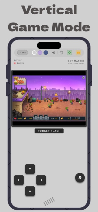 Вертикальный игровой режим PocketFlash с экранными кнопками