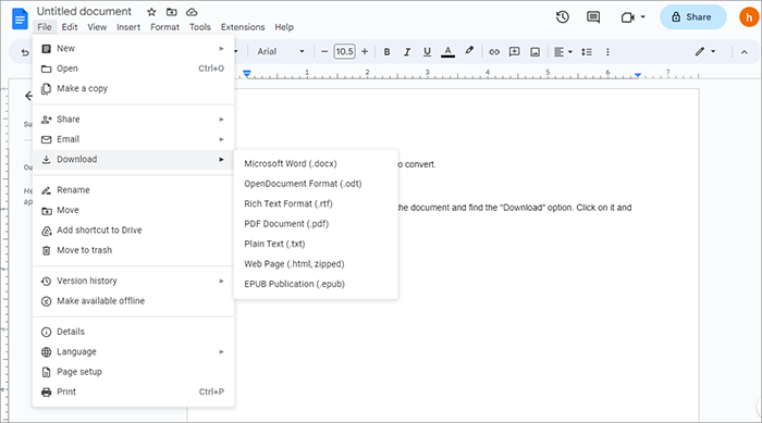 Google Docs: сохранение результата после правки