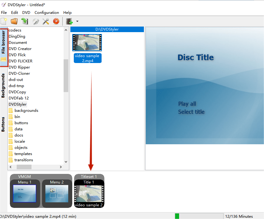 Добавление видео в проект DVDStyler