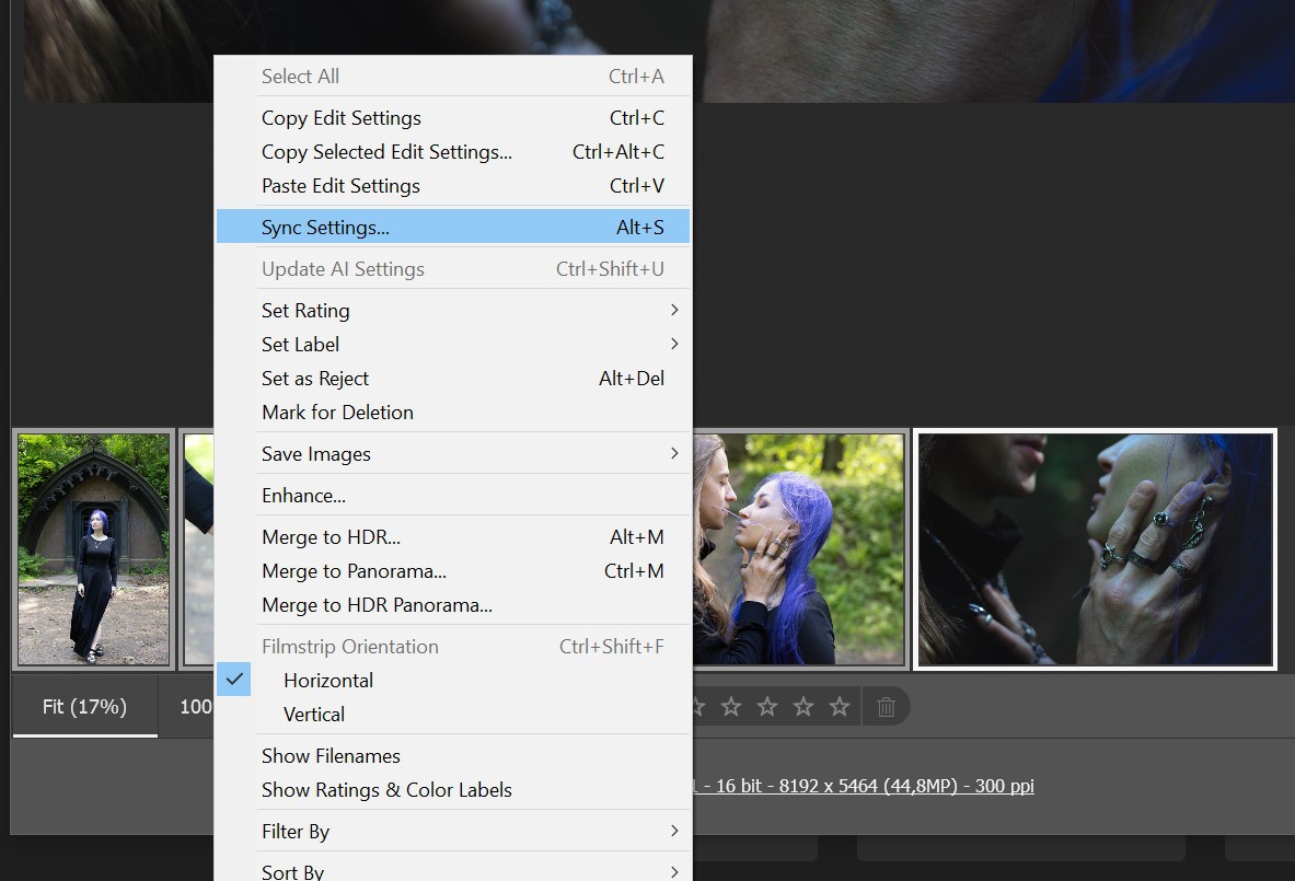 Синхронизация настроек между RAW-файлами в Adobe Camera Raw