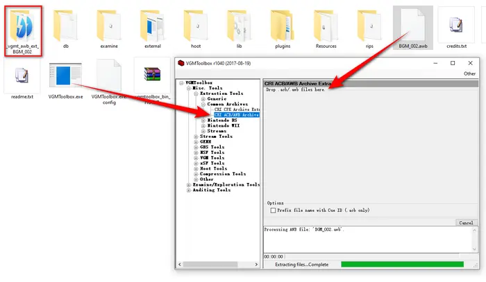 VGMToolbox: CRI ACB/AWB Archive Extractor и игровой AWB-файл