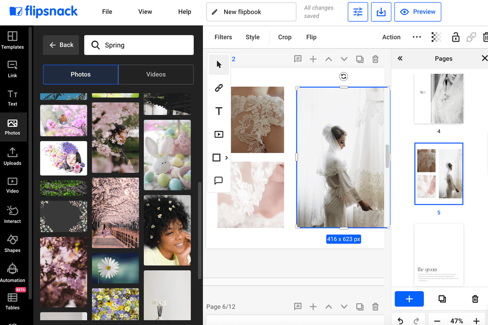 Design Studio Flipsnack с панелью редактирования страниц