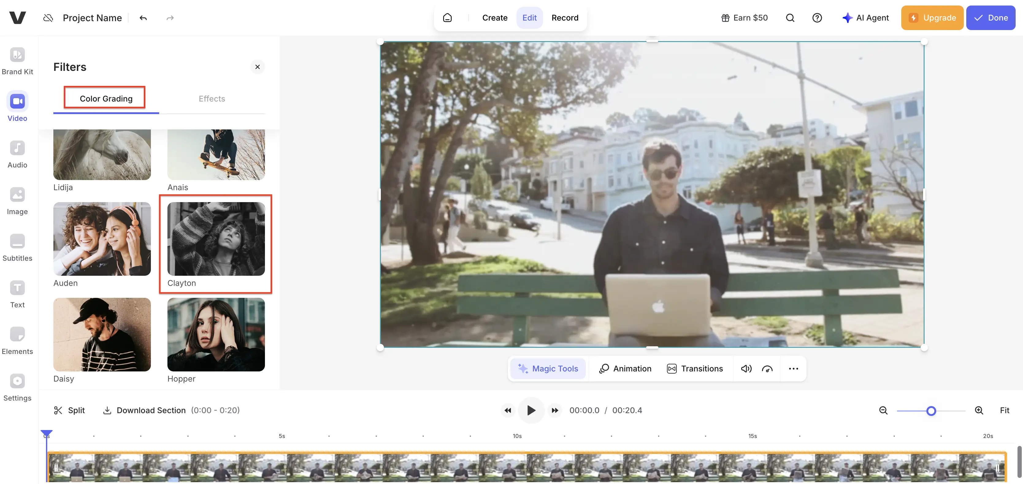 Черно-белый фильтр VEED.IO