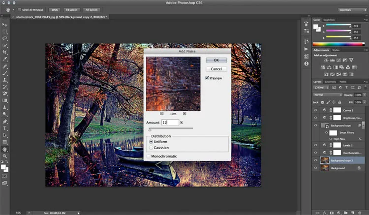Добавление шума в Photoshop в пошаговом винтажном уроке