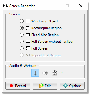 Окно Screen Recorder в FastStone Capture