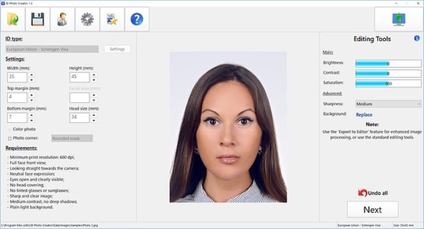 ID Photo Creator: интерфейс подготовки и печати
