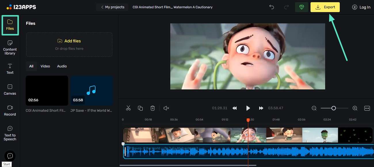 Экспорт видео с новой звуковой дорожкой в Online Video Cutter