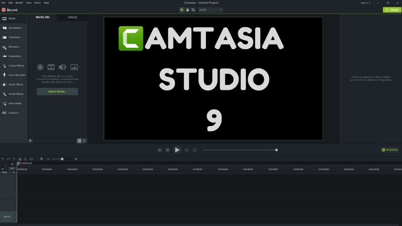 Монтажная шкала и окно предпросмотра Camtasia