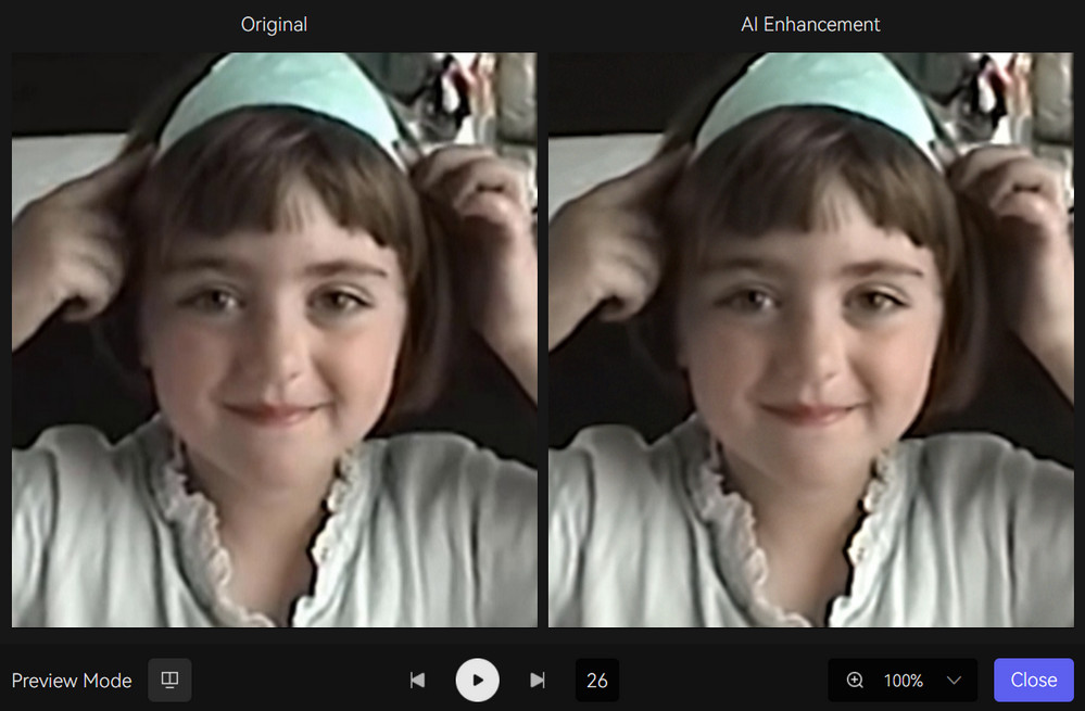 Многокадровая модель улучшения AVCLabs Video Enhancer AI