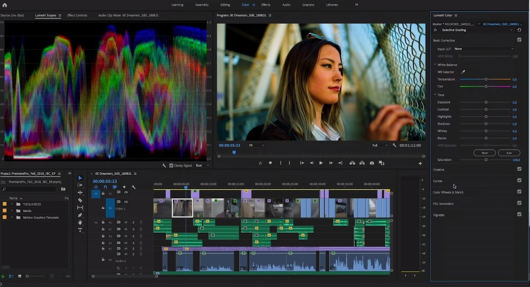 Монтажное рабочее пространство Adobe Premiere Pro