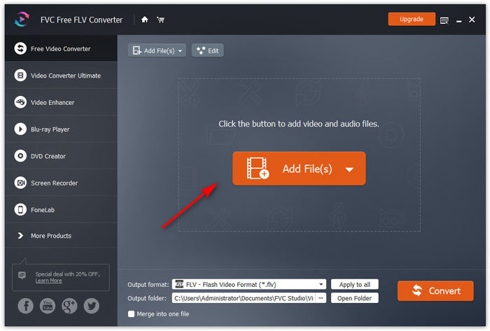 Добавление MP4 в FVC Free Video Converter