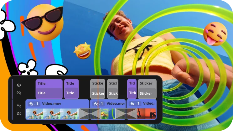 Интерфейс Movavi Video Editor с таймлайном и инструментами монтажа