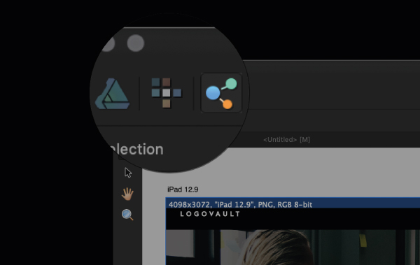 Выбор Export Persona в Affinity Designer через панель Persona Toolbar
